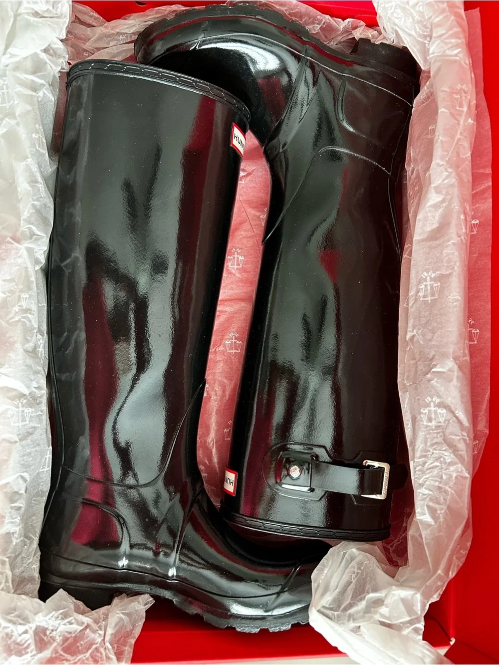 Size 7 Hunter Gloss Black Tall Women's Rain Boots